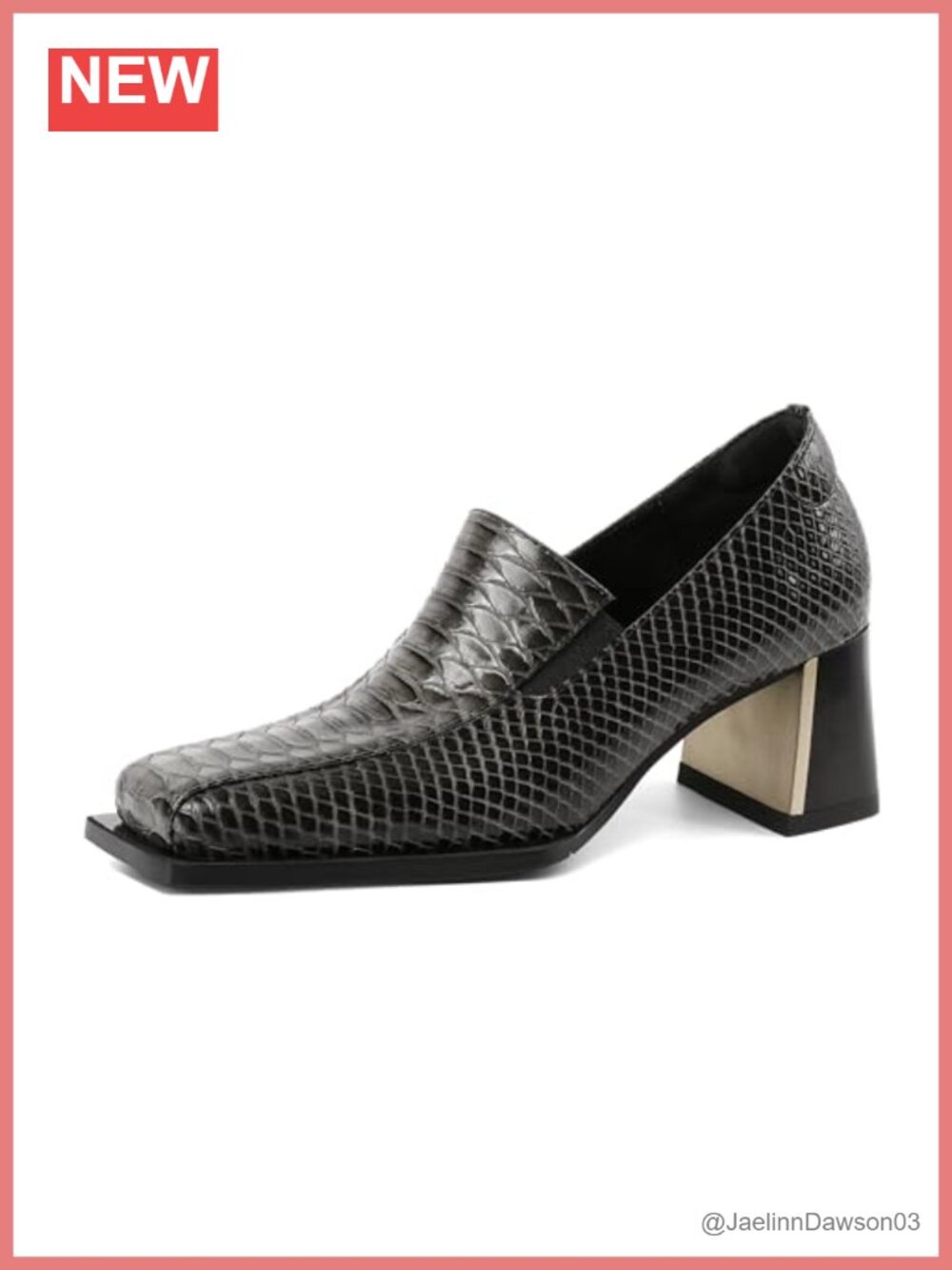 Square Toe Chunky Heeled Loafers for Women, 2.5" Block Heel Slip On Pumps